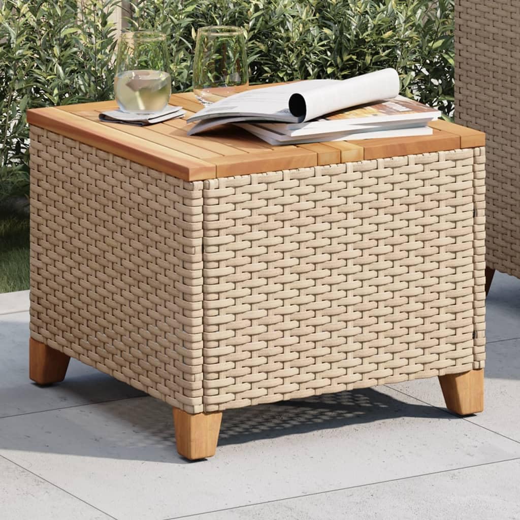 Foto 4 | Mesa De Patio Vidaxl Beige/marrón De Poliratán Y Madera De Acacia - Venta Internacional.