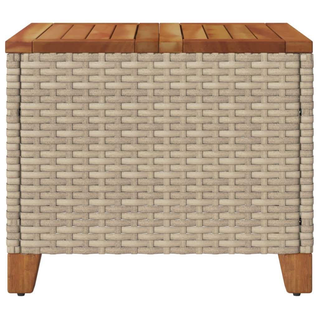 Foto 6 | Mesa De Patio Vidaxl Beige/marrón De Poliratán Y Madera De Acacia - Venta Internacional.