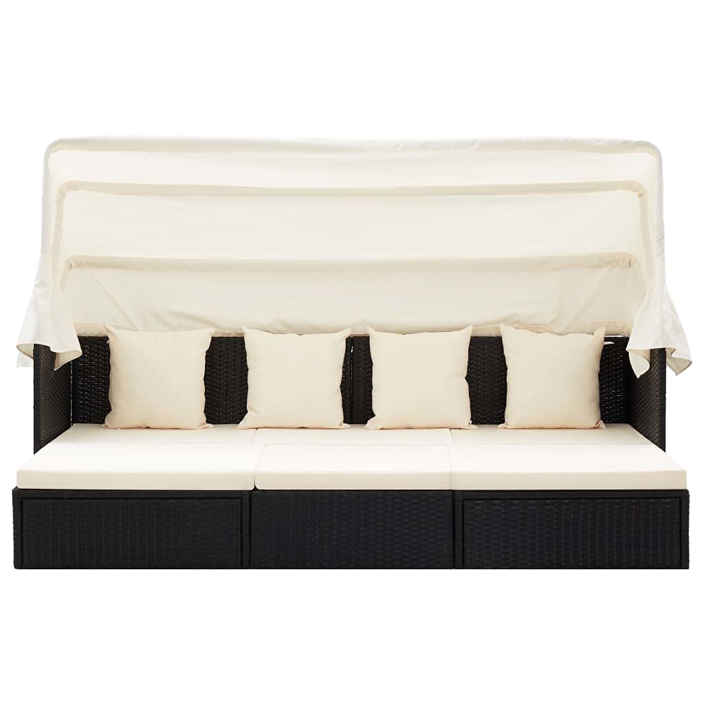 Foto 6 pulgar | Sofá Cama de Jardín VidaXL con Techo de Poliratán Negro - Venta Internacional