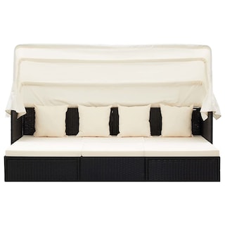 Foto 5 | Sofá Cama de Jardín VidaXL con Techo de Poliratán Negro - Venta Internacional