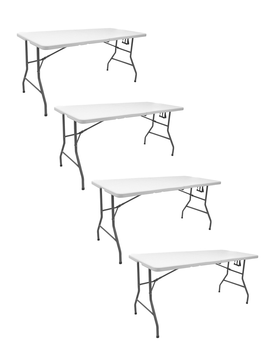 Set De 4 Mesas  Linium Plegable Portafolio 180 Cm Blanco