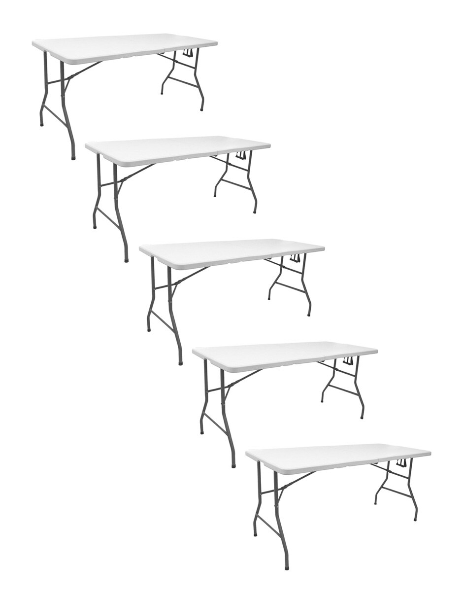 Set de 5 Mesas Linium Plegable Portafolio 180 cms  Blanca $4,246
