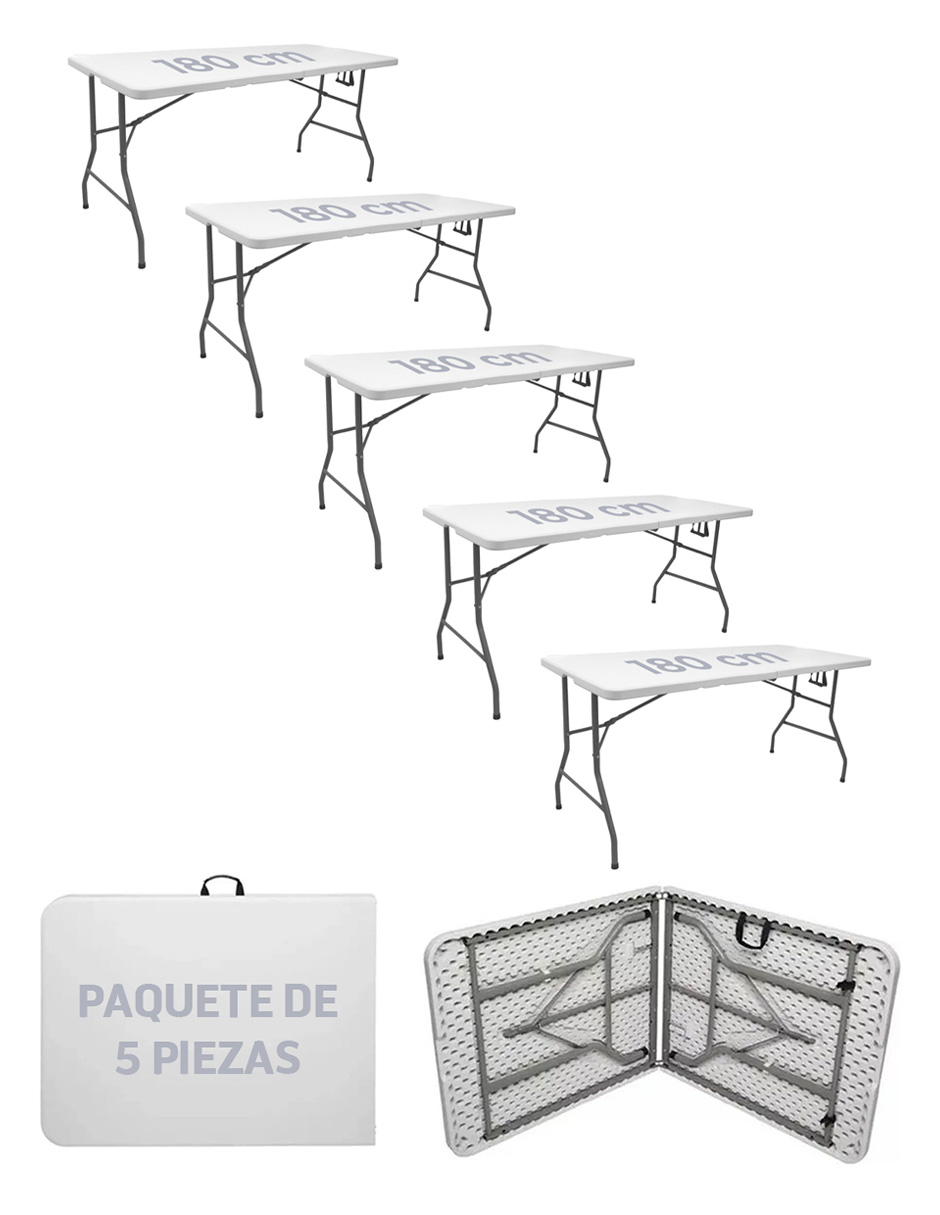 Foto 3 pulgar | Set de 5 Mesas Linium Plegable Portafolio 180 cms  Blanca