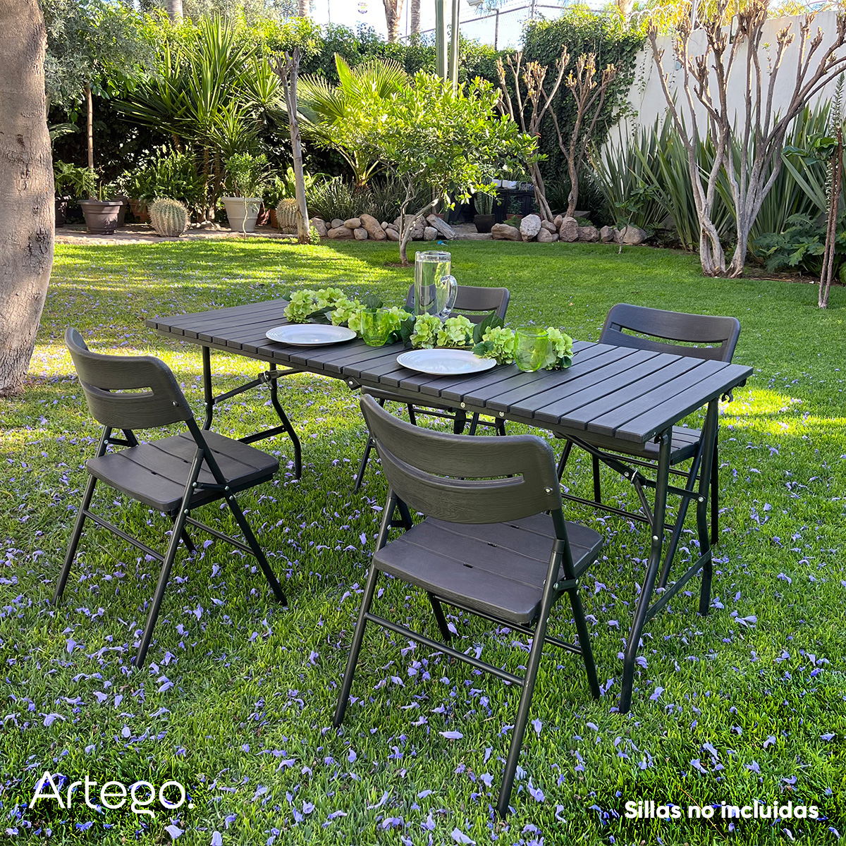 Foto 4 | Mesa Plegable Artego Rectangular de Madera Plástica HDPE para Terraza y Jardín