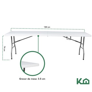 Foto 5 | Mesa Plegable Kingshouse Portátil color Blanco 2 Piezas