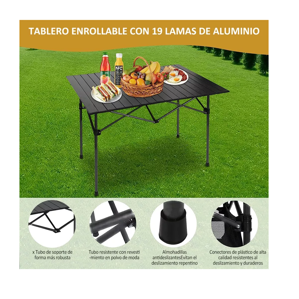 Foto 4 pulgar | Mesa Para Jardin Exterior De Plegable Portátil Picnic Eo Safe Imports Esi-9345 Negro