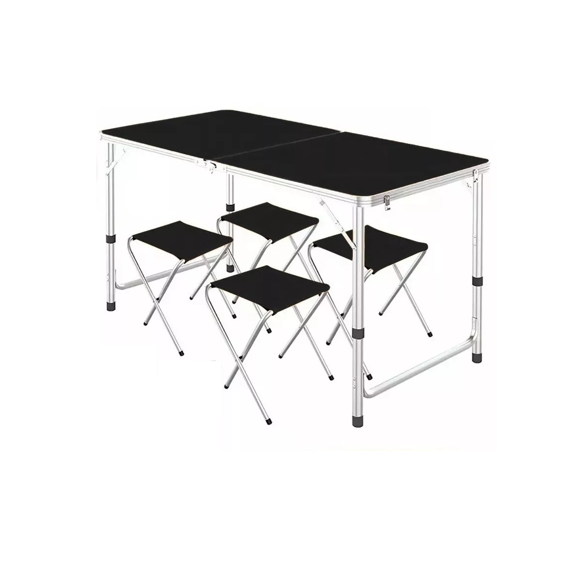 Mesa Plegable Tipo Portafolio 1.20 M Con 4 Sillas Portátiles Eo Safe Imports Esi-11235 Negro