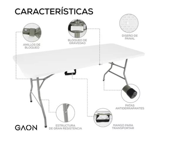 Foto 3 pulgar | Mesa Plegable Portátil para Jardín Wünd de Plástico