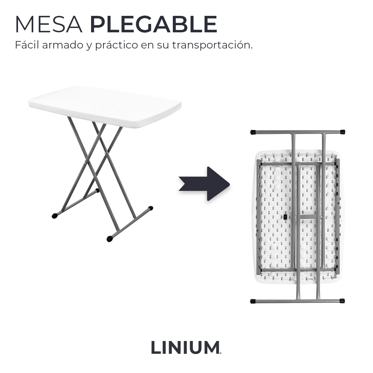 Foto 3 pulgar | Mesa Linium Indiviudual Plegable 3 Niveles Altura Ajustable Blanco