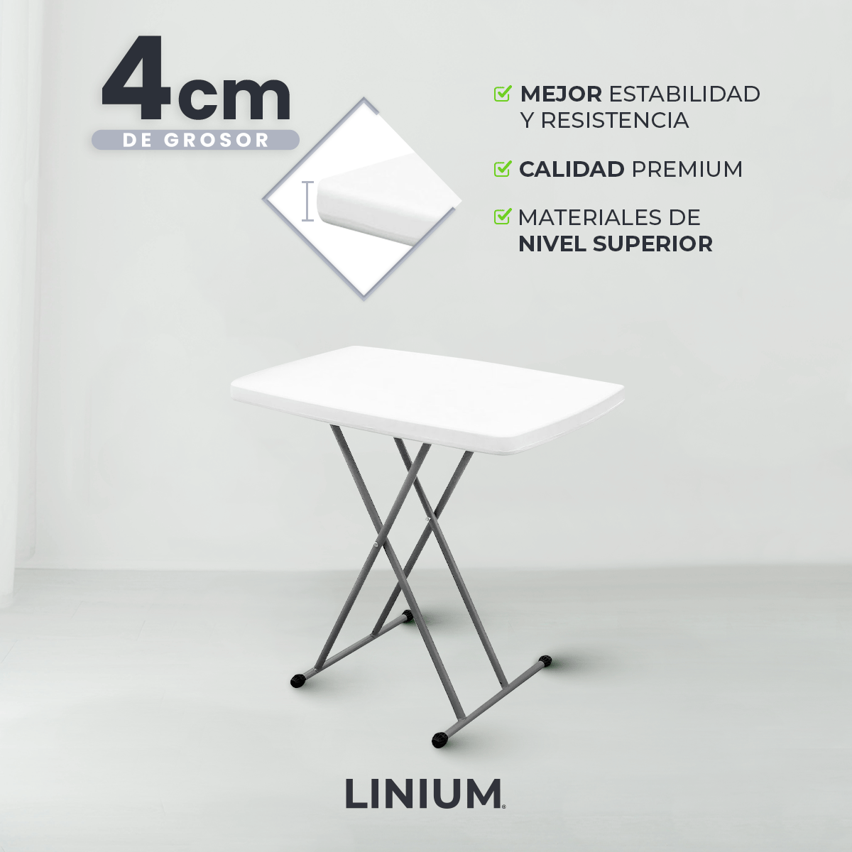 Foto 4 pulgar | Mesa Linium Indiviudual Plegable 3 Niveles Altura Ajustable Blanco