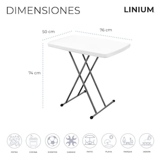 Foto 5 | Mesa Linium Indiviudual Plegable 3 Niveles Altura Ajustable Blanco