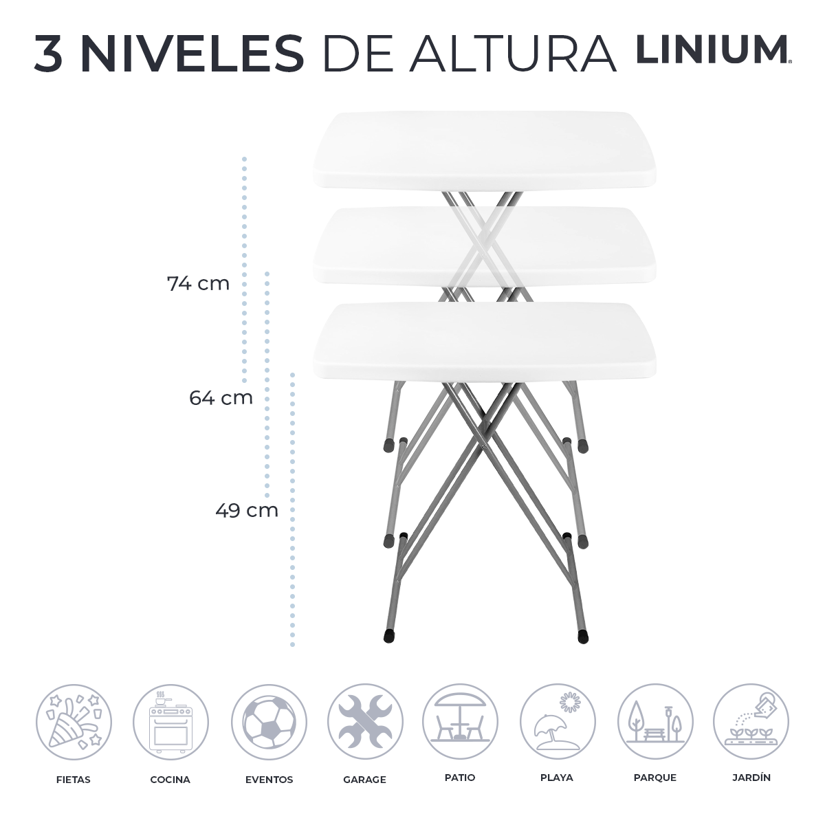 Foto 7 pulgar | Mesa Linium Indiviudual Plegable 3 Niveles Altura Ajustable Blanco