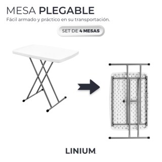 Foto 2 | Set de 4 Mesas Linium Indiviudual Plegable Blanco
