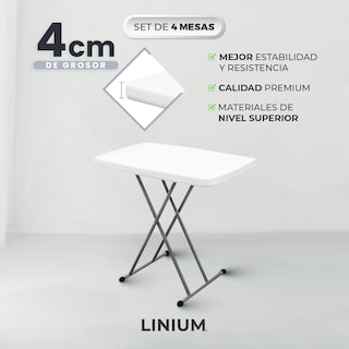Foto 3 | Set de 4 Mesas Linium Indiviudual Plegable Blanco