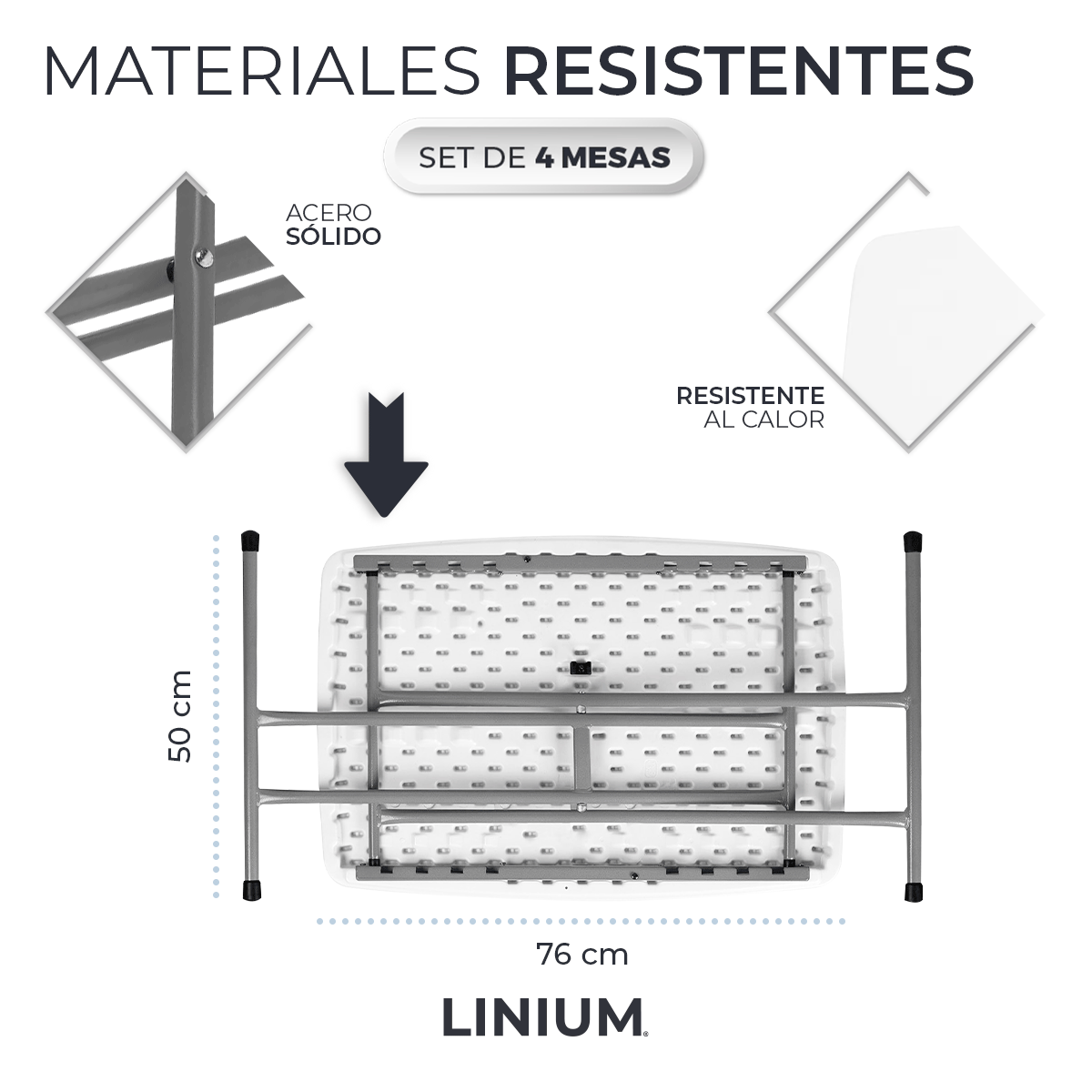 Foto 5 pulgar | Set de 4 Mesas Linium Indiviudual Plegable Blanco