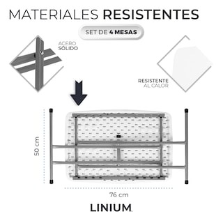 Foto 4 | Set de 4 Mesas Linium Indiviudual Plegable Blanco