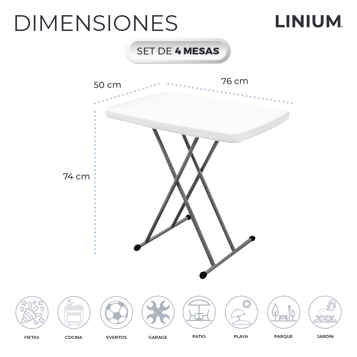 Foto 6 pulgar | Set de 4 Mesas Linium Indiviudual Plegable Blanco