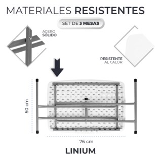 Foto 4 | Set de 3 Mesas Individual Linium Plegable Blanco