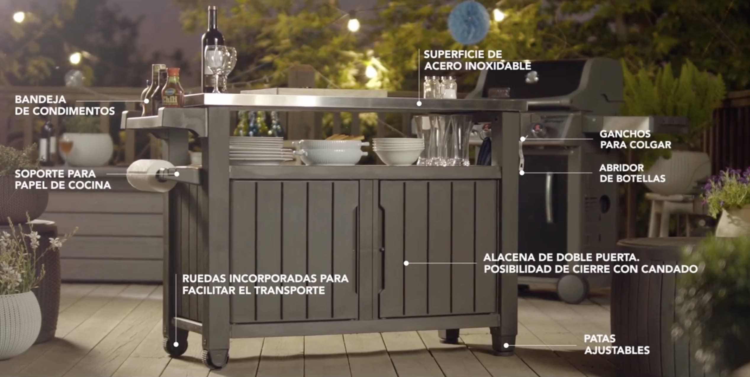 Foto 5 pulgar | Mueble Complemento para Asador 134 x 51.7 x 89.6 cm