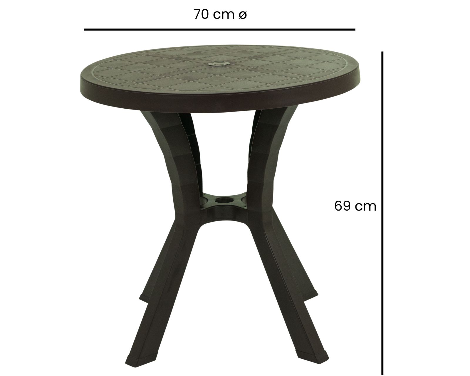 Foto 2 | Mesa  De Plástico Duro Polycar Modelo Nápoles Color Chocolate Mediana Redonda