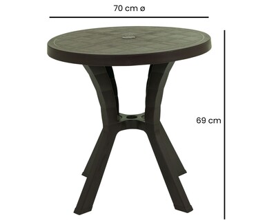 Foto 2 | Mesa De Plástico Duro Polycar Modelo Nápoles Color Chocolate Mediana Redonda