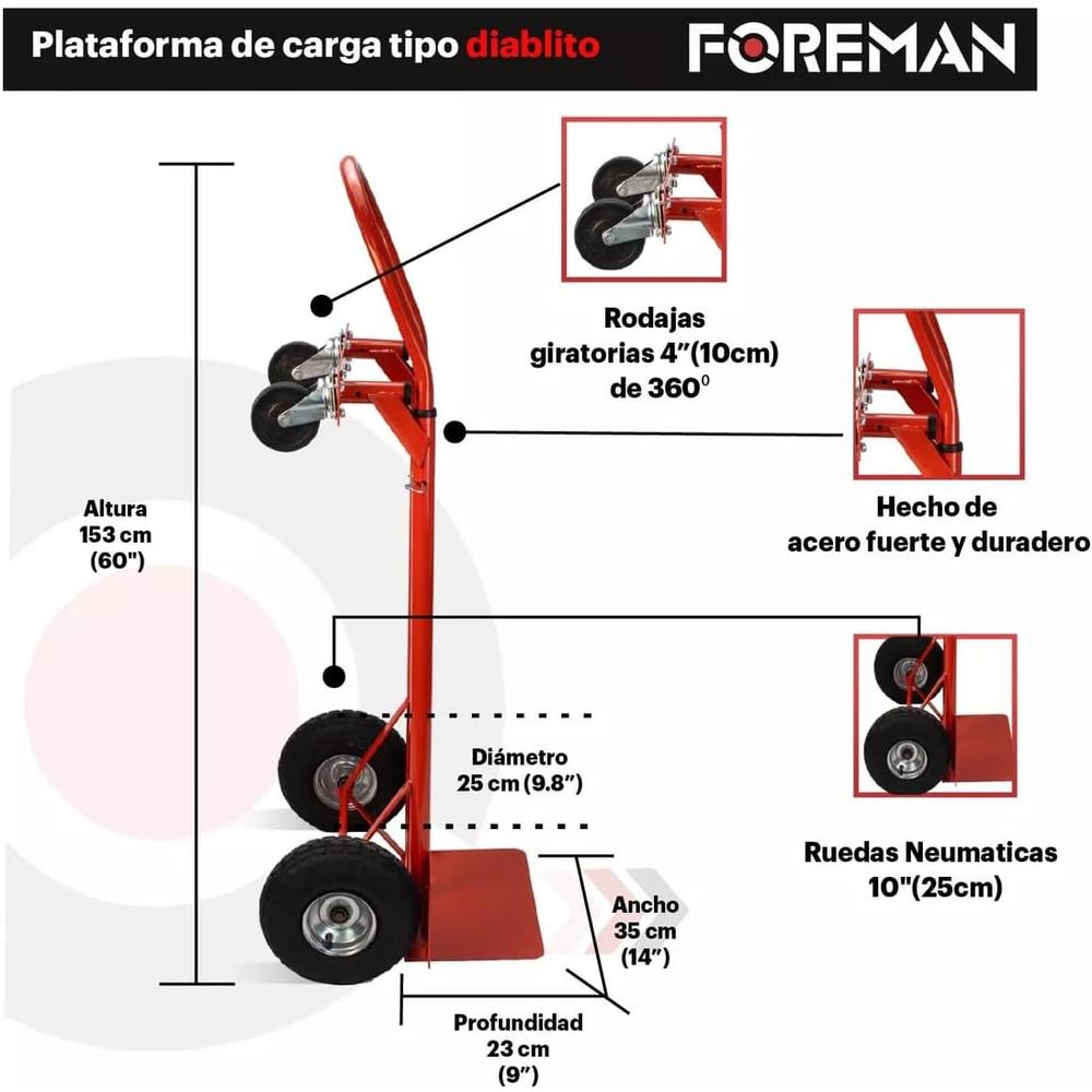 Foto 3 pulgar | Diablito Carga Foreman Plegable 400kg Plataforma Carga