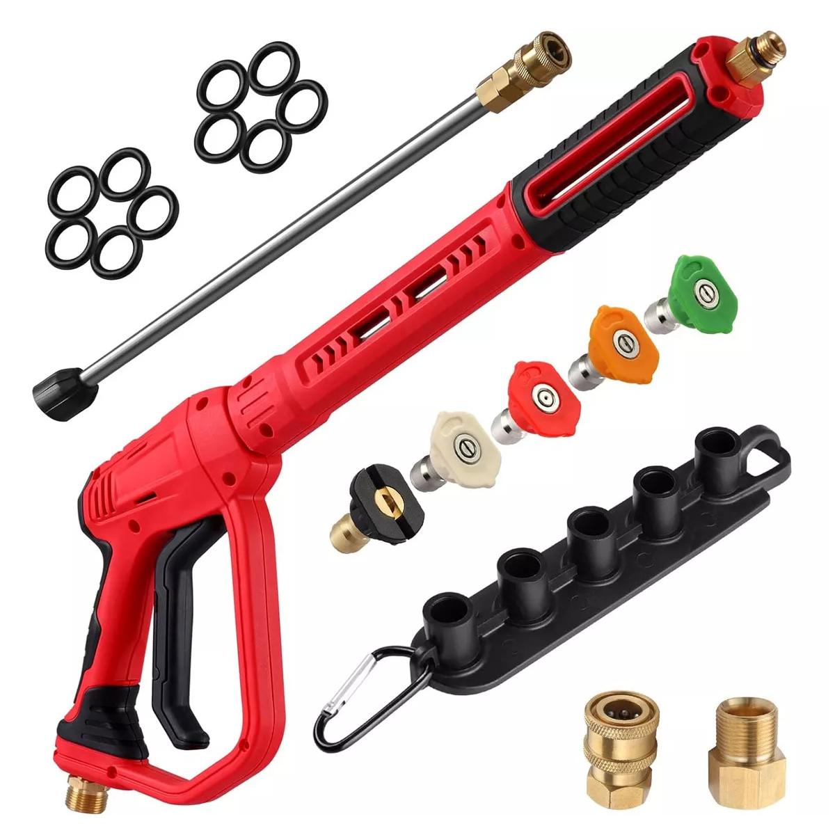 Kit Pistola Para Hidrolavadora Con Lanza De Extensión Y Boquillas Eo Safe Imports Esi-17876 Rojo