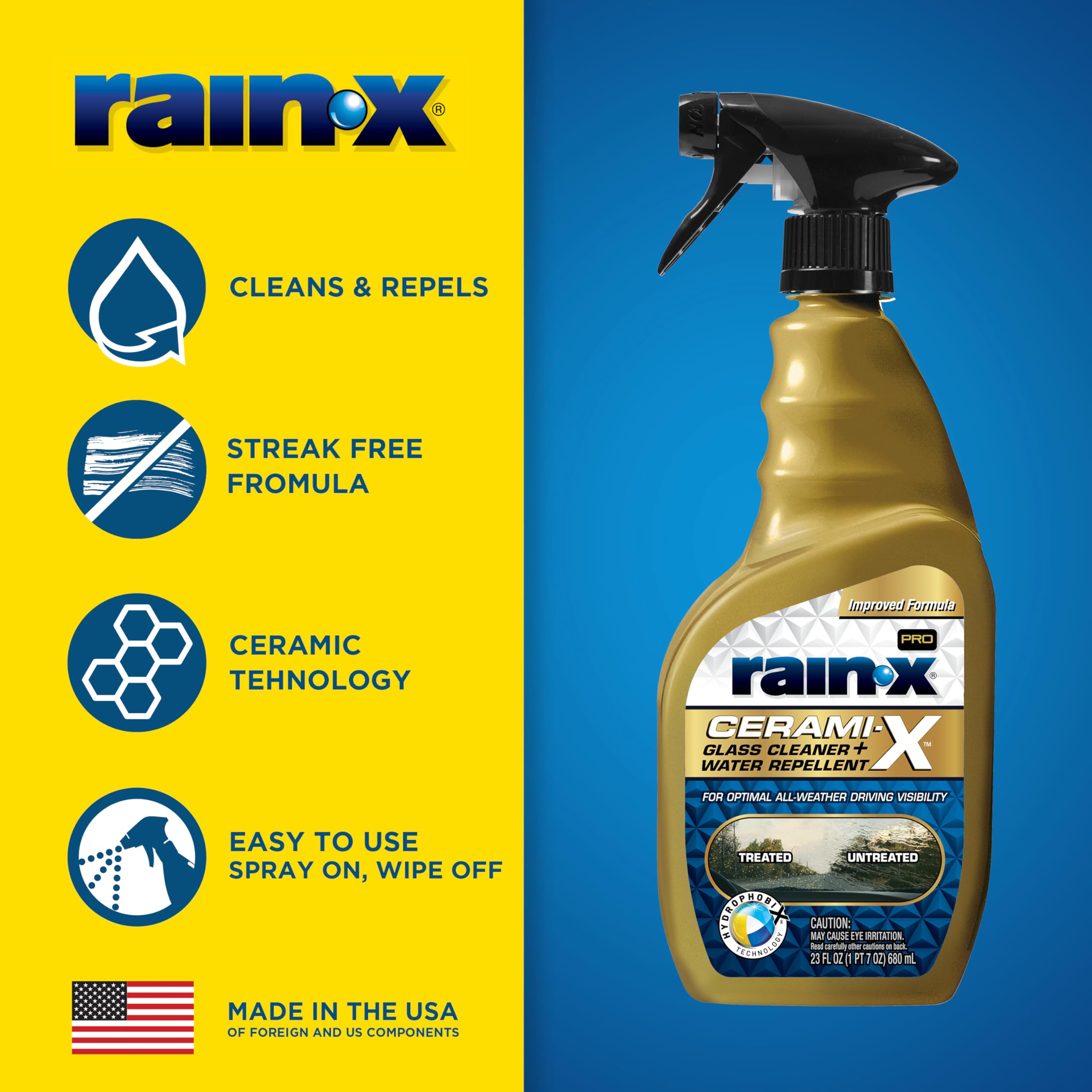 Foto 3 pulgar | Limpiador De Vidrios Y Repelente Al Agua Rain-x Cerami-x 680 Ml - Venta Internacional.