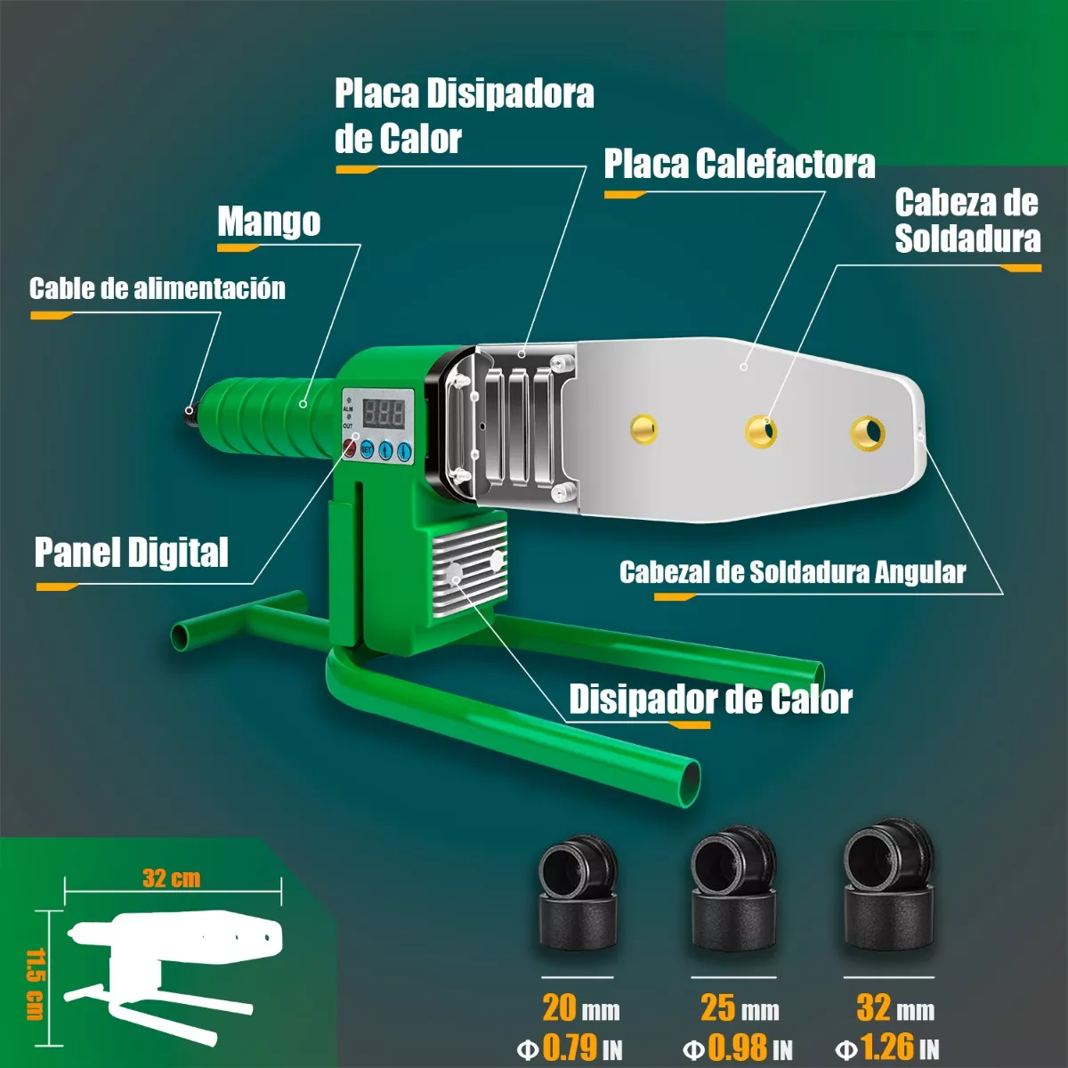 Foto 3 pulgar | Termofusora Kit Para Ppr Con 3 Dados 14 Pzs. Eo Safe Imports  Esi-9336 Verde