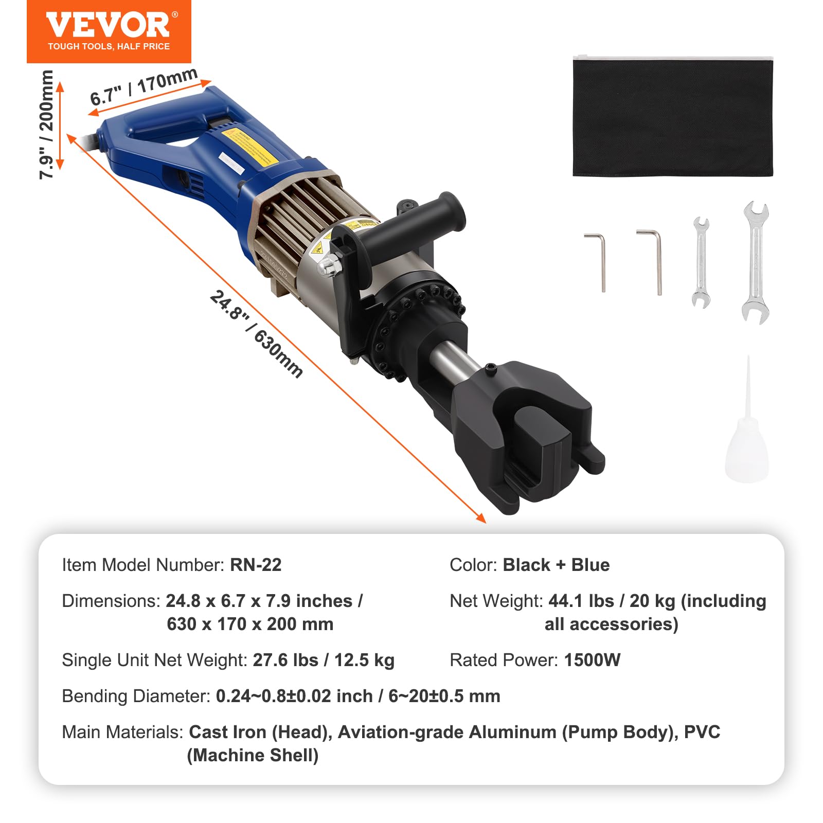 Foto 8 pulgar | Dobladora De Barras Hidráulica Eléctrica Vevor Portable 1500w Rn-22 - Venta Internacional.