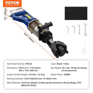 Foto 7 | Dobladora De Barras Hidráulica Eléctrica Vevor Portable 1500w Rn-22 - Venta Internacional.