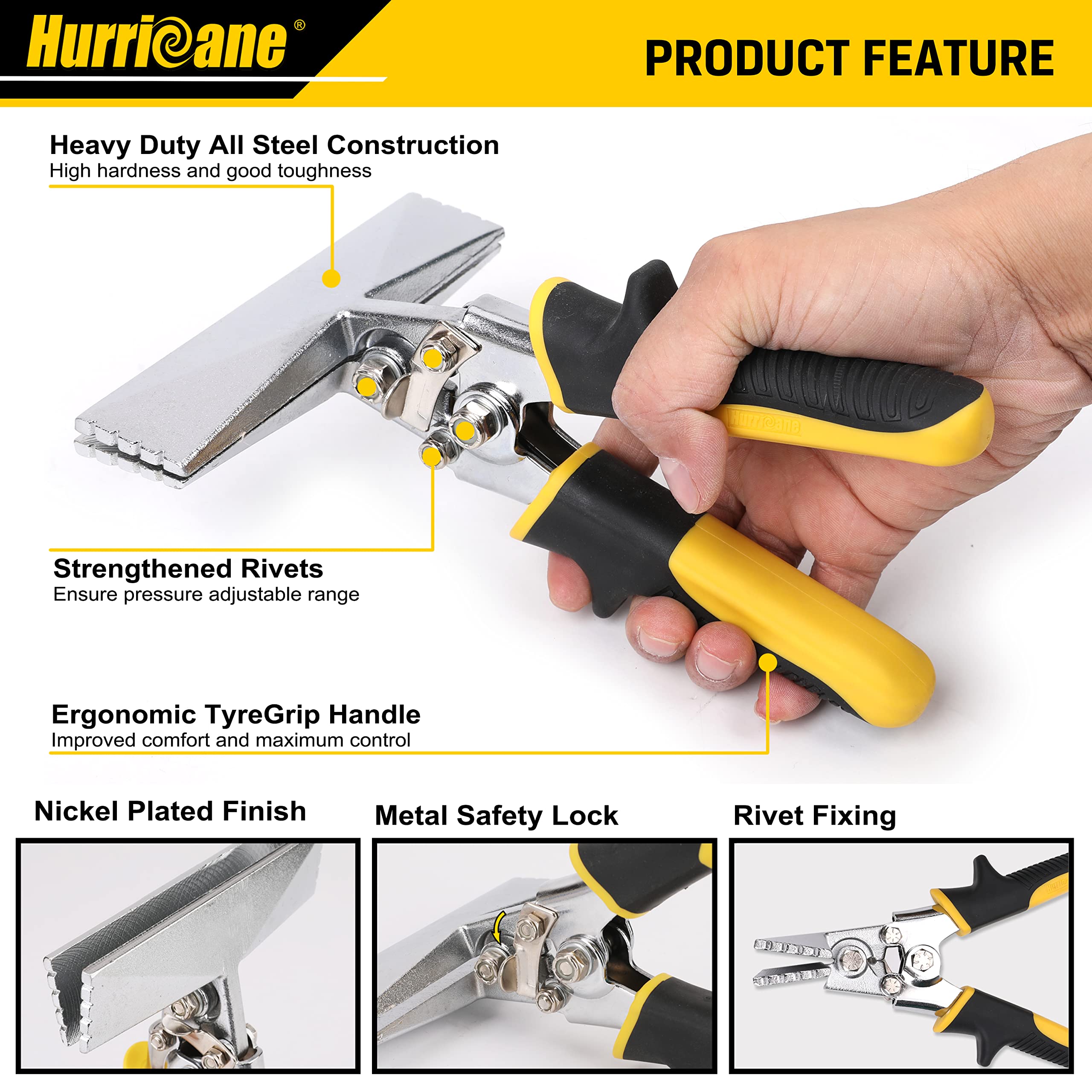 Foto 3 pulgar | Dobladora Hand Seamer Hurricane De 15 Cm Con Mandíbula Recta - Venta Internacional.