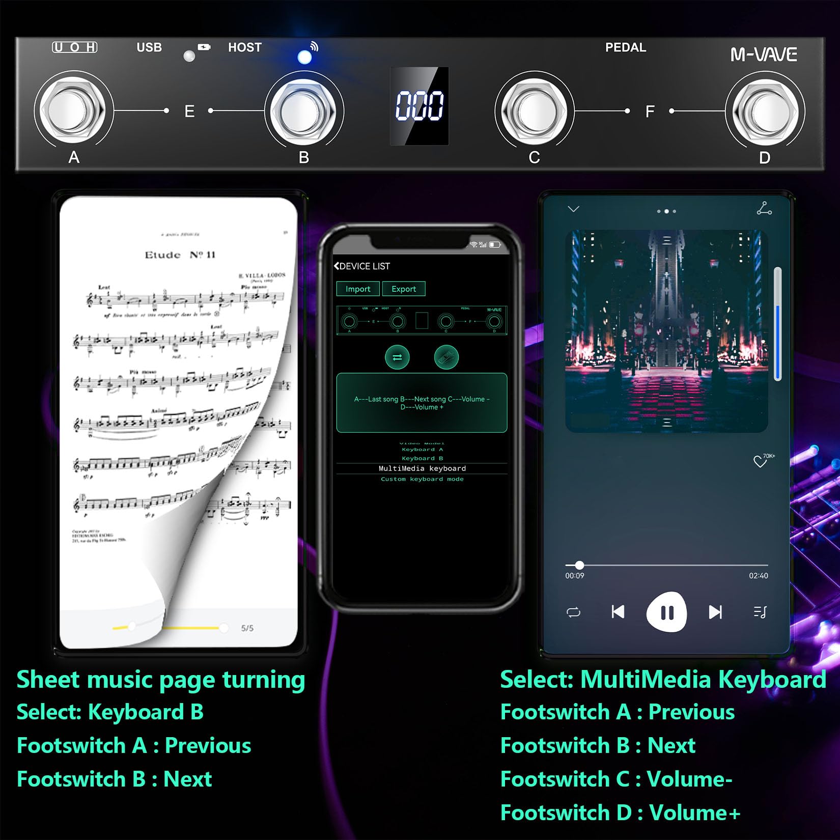Foto 7 | Controlador De Pie Midi M-vave Chocolate Plus Wireless Bt - Venta Internacional.