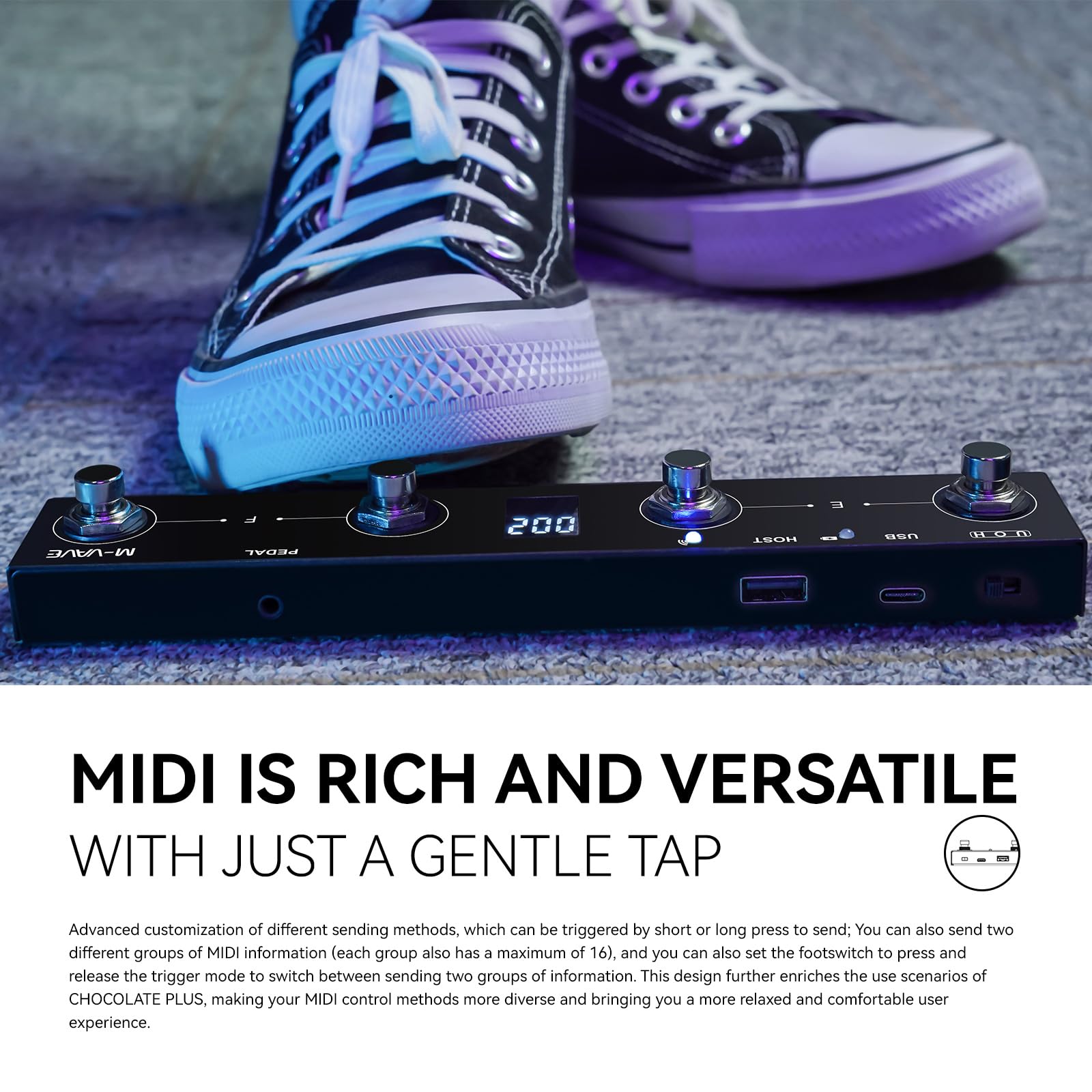 Foto 4 pulgar | Controlador De Pie Inalámbrico Page Turner Pedal Midi M-vave Chocolate Plus - Venta Internacional.