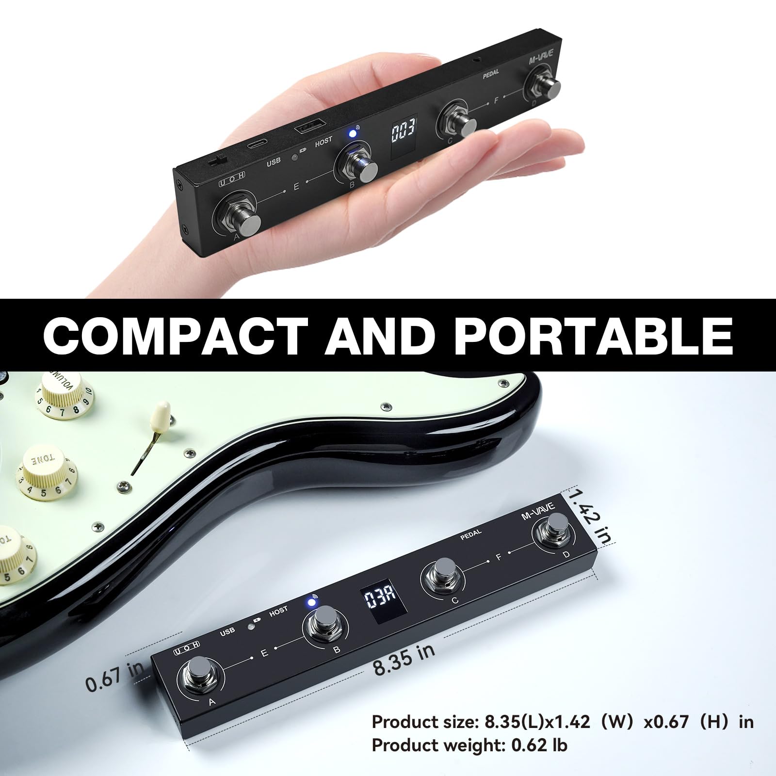 Foto 5 pulgar | Controlador De Pie Inalámbrico Page Turner Pedal Midi M-vave Chocolate Plus - Venta Internacional.