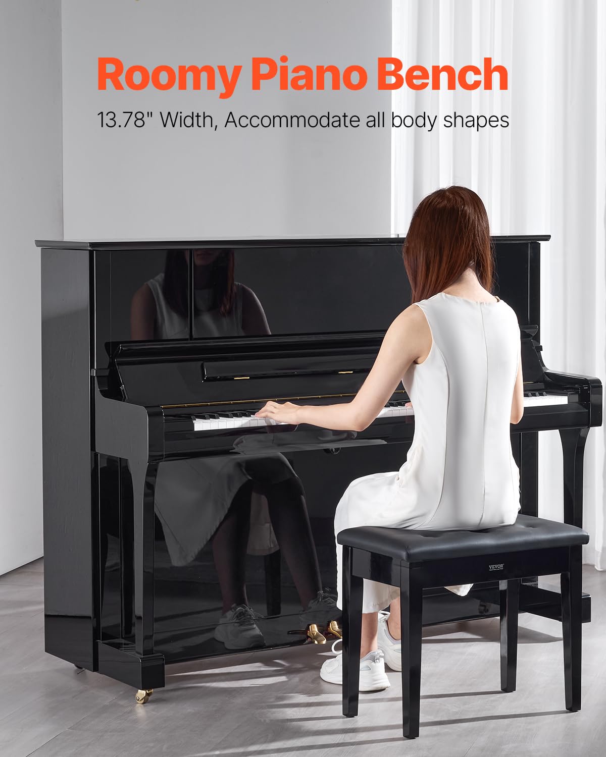 Foto 2 | Banco Para Piano Vevor Con Cojín Acolchado De Alta Densidad Y Almacenamiento - Venta Internacional.