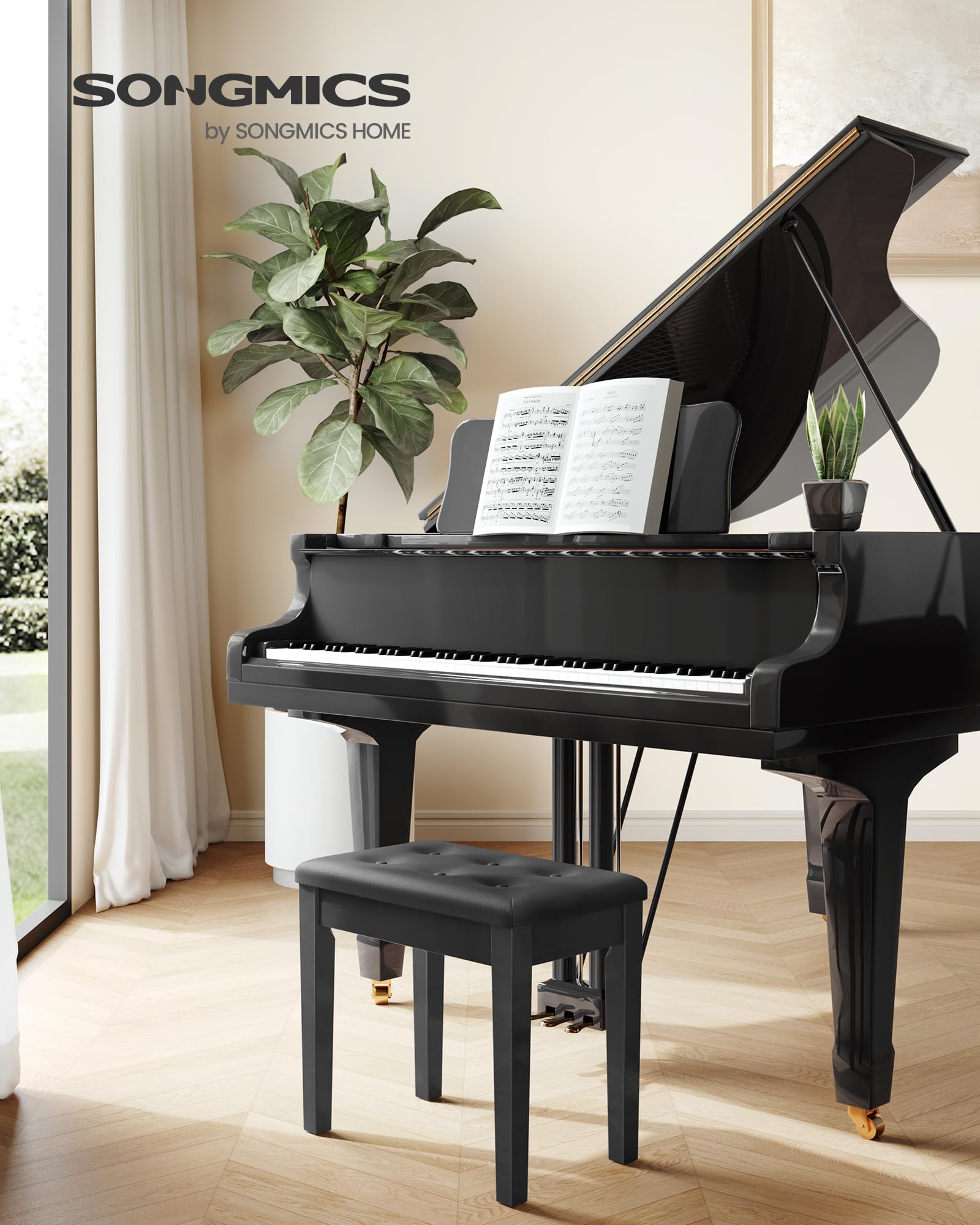 Foto 3 pulgar | Banco De Piano Songmics, Cojín Acolchado Con Almacenamiento Negro Ulpb55h - Venta Internacional.