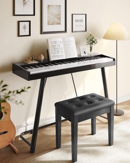 Foto 3 | Banco De Piano Songmics, Cojín Acolchado Con Almacenamiento Negro Ulpb55h - Venta Internacional.
