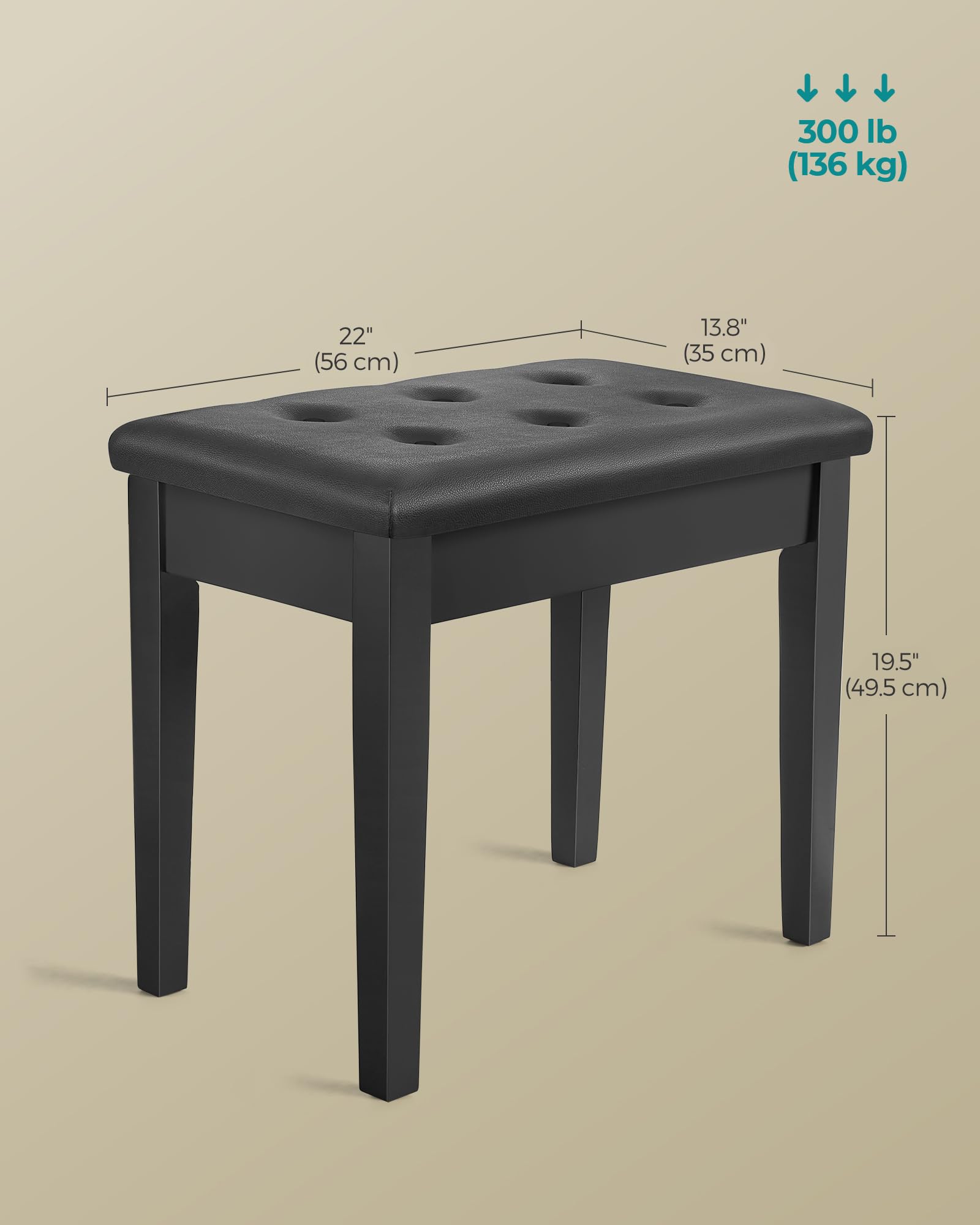 Foto 5 | Banco De Piano Songmics, Cojín Acolchado Con Almacenamiento Negro Ulpb55h - Venta Internacional.