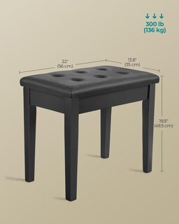 Foto 5 | Banco De Piano Songmics, Cojín Acolchado Con Almacenamiento Negro Ulpb55h - Venta Internacional.
