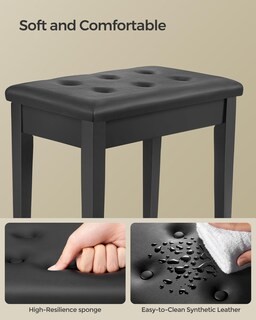 Foto 6 | Banco De Piano Songmics, Cojín Acolchado Con Almacenamiento Negro Ulpb55h - Venta Internacional.