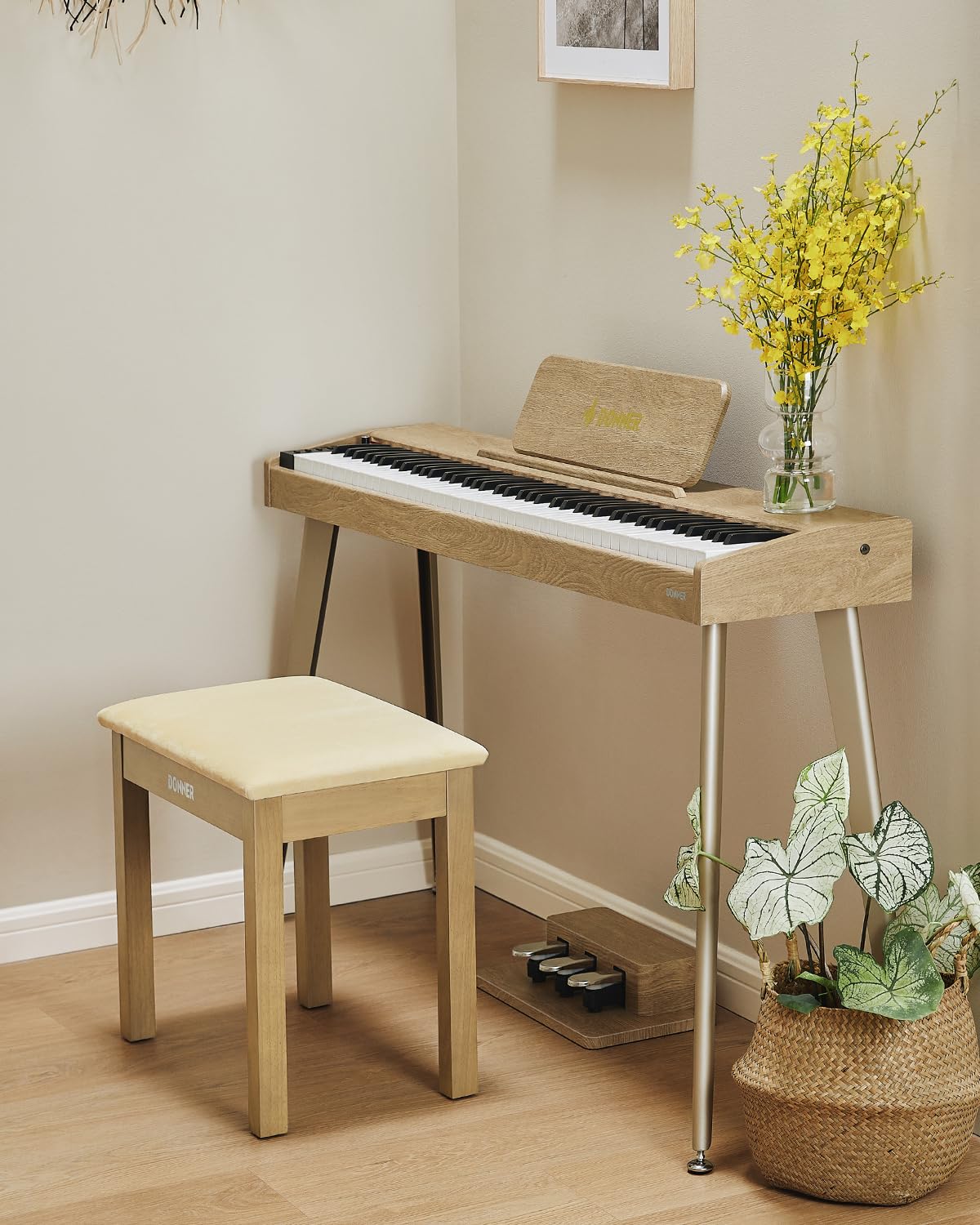 Foto 3 pulgar | Banco Para Piano Donner Con Almacenamiento, Madera Maciza, Color Madera Clara - Venta Internacional.