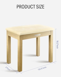 Foto 5 | Banco Para Piano Donner Con Almacenamiento, Madera Maciza, Color Madera Clara - Venta Internacional.