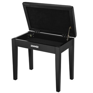 Foto 1 | Banco Para Piano Donner Con Almacenamiento De Madera Maciza Negra - Venta Internacional.