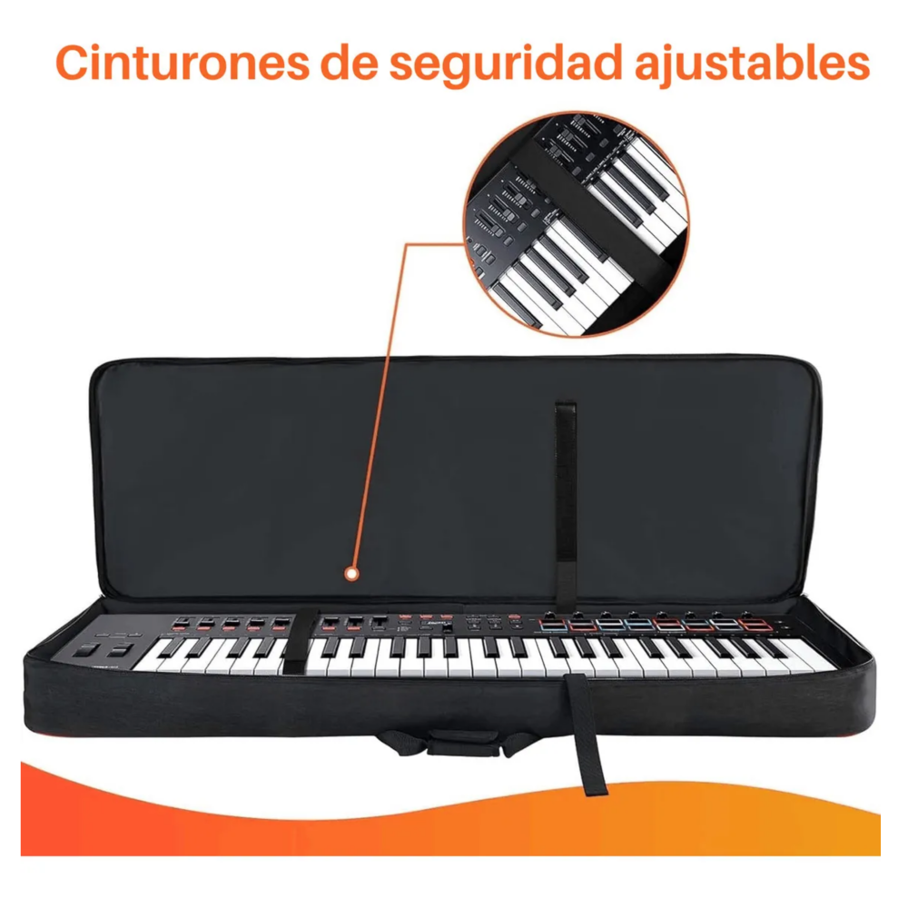 Foto 5 pulgar | Funda Para Teclado 49 Teclas Bolsa Para Piano Con Bolsillos Belug, Negro Líneas Rojas