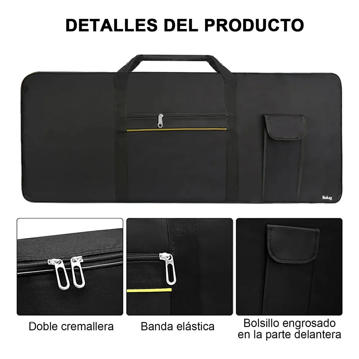 Foto 4 pulgar | Funda Teclado De Piano Electrónico Belug Negro Linea Amarilla