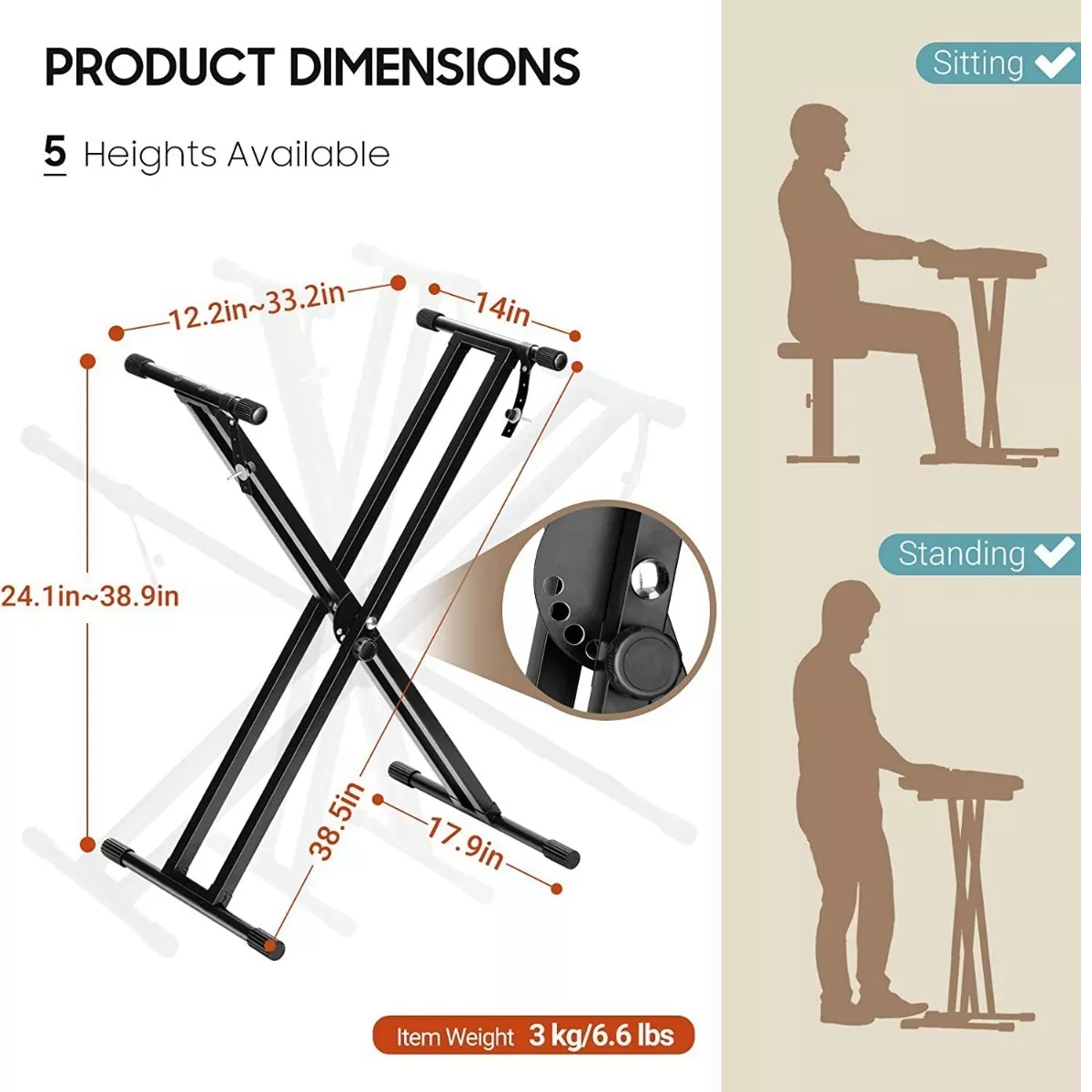 Foto 4 pulgar | Soporte Stand Base Para Teclado Reforzado Eo Safe Imports Esi-11390 Negro