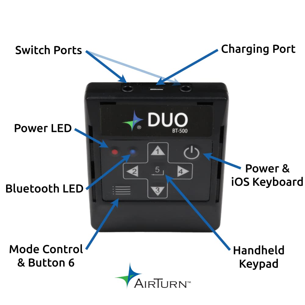 Foto 6 pulgar | Pedal Inalámbrico Bluetooth Page Turner Airturn Duo500 Silent - Venta Internacional.