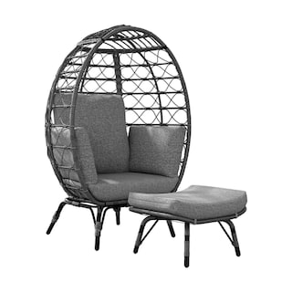 Foto 1 | Silla Exterior de Mimbre Individual Ilios Innova Forma de Huevo Gris