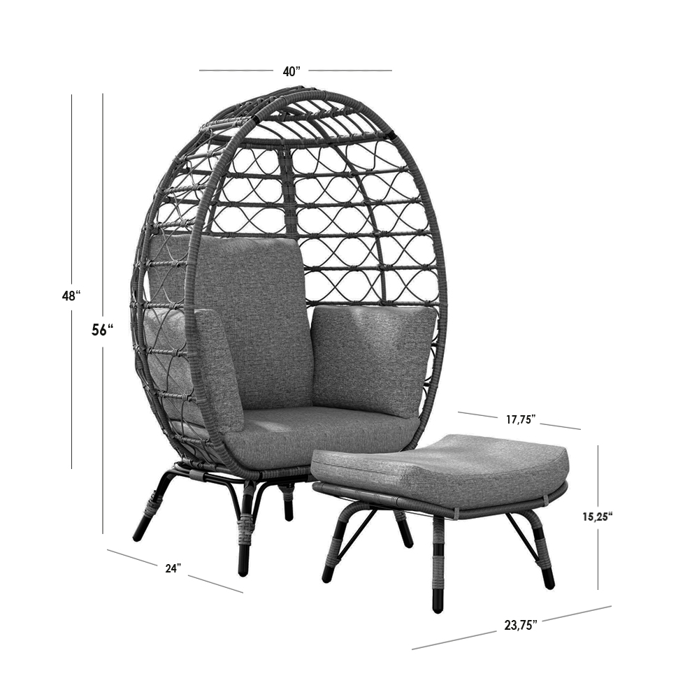 Foto 2 | Silla Exterior de Mimbre Individual Ilios Innova Gris